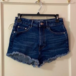 Dark blue wash jean shorts